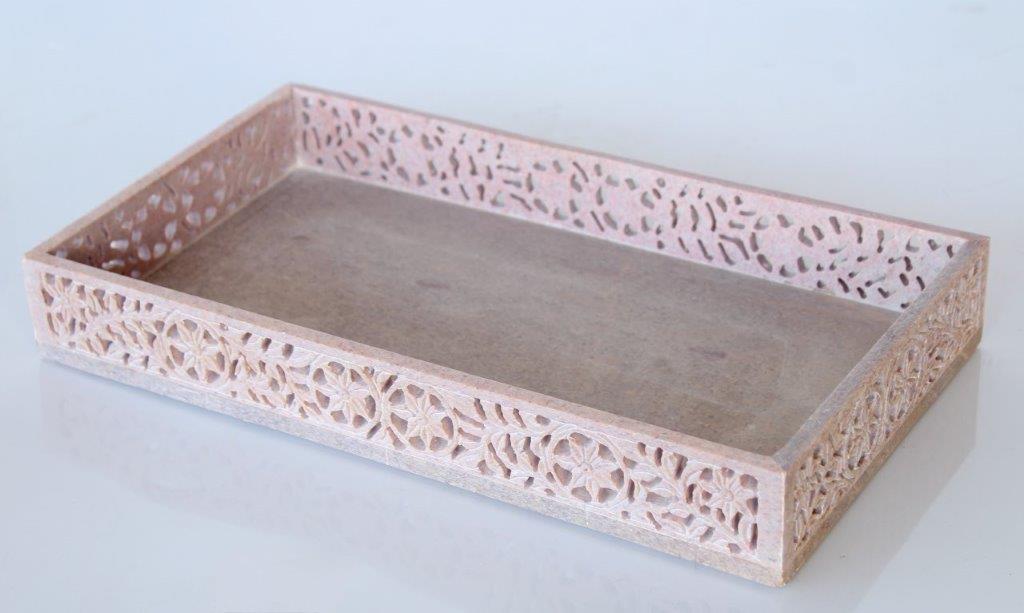 Pink Soap Stone Cutout Marble Tray